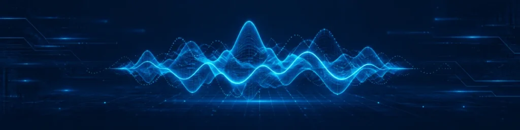 Glowing blue holographic waveform showing multiple pulsing live sensor data streams